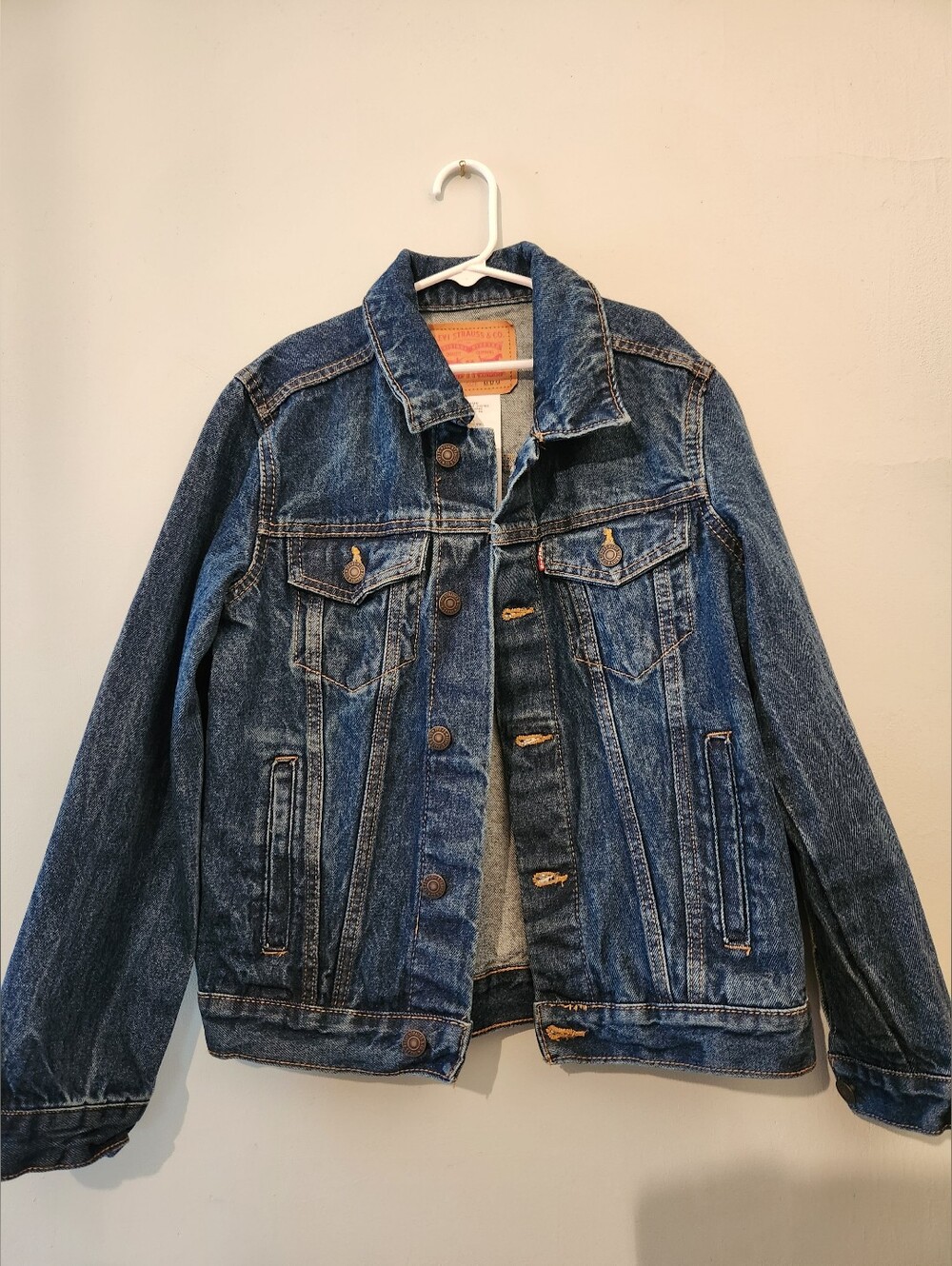 Levi's Dark Blue Denim Trucker Jacket YOUTH MEDIUM